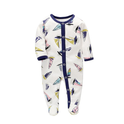 

Summer Baby Boy Girl Romper Newborn Cartoon Printed Jumpsuit Long Sleeve Cotton Pajamas Footies Rompers Baby Clothes