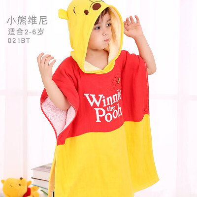 

Disney childrens bath towel cloak hooded cotton gauze absorbent cartoon baby boy girl bathrobe towel large 021BT Winnie the Pooh suitable for 2-6 years old