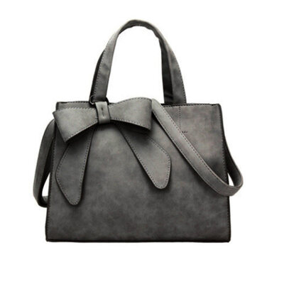 

Fashion Bow Solid Color Zipper Faux Leather Handbag Women Crossbody Shoulder Bag
