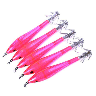 

5pcsset Fishing Bait Luminous Shrimp Squid Jigs Jigging Squid Trout Lure Squid Bait Artificial Wood Shrimp Hard Fishing Lure
