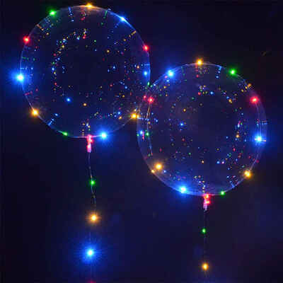 

String Transparency BoBo Balloon Ball Toy Copper LED Light Bar Glowing Birthday Wedding Christmas Party Decoration