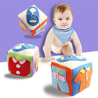 

Siaonvr Baby Educational Intelligence Development Life Skill Cloth Dressing Cube Toy