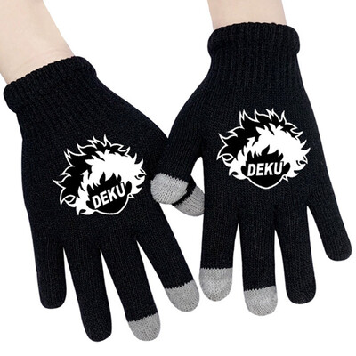 

Christ For Givek Anime My Hero Academia Knitting Touch Gloves Cosplay Gloves Full Finger Printed Gloves Winter Gift for Anime Fans