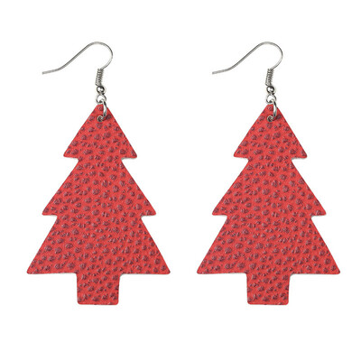 

Christmas Double-sided Artificial Leather Earrings Teardrop Xmas Tree Dangle