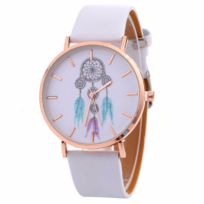 

〖Follure〗Women Wind Chimes Pattern Quartz Watch Leather Strap Belt Table Watch BK