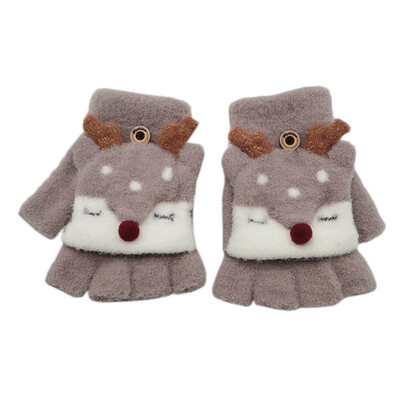 

Baby Winter Gloves Children Girl Boy 3-8 Years Half Finger Cover Gloves Boys Animal Warm Childrens Mittens Knitted Gloves XT