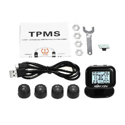 

KKmoon TPMS Tire Pressure Monitoring System Wireless Real-time LCD Display 4 External Sensors Alarm Function