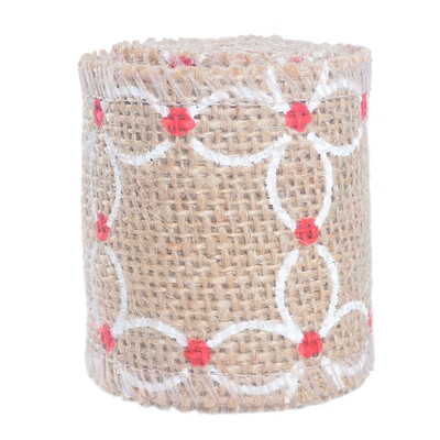 

Natural Jute Ribbon DIY Christmas Decoration Burlap Roll Sewing Accessories Craft Printed Burlap Ribbon Roll Wedding Decoration