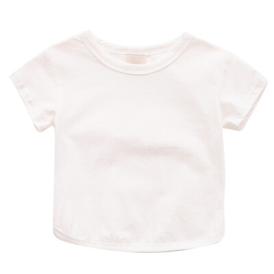 

New Toddler Baby Boy Girl Summer Cotton Solid Print T-shirt Tops Blouse Short Sleeve Casual Tee Shirts