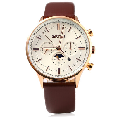 

Skmei 9117 Men Quartz Watch Sports Wristwatch Leather Band Calendar