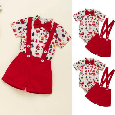 

US Baby Boy Outfits Santa Claus Romper & Pants Overalls Clothes Christmas Gift