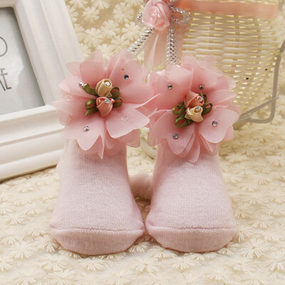 

WEIXINBUY High Quality Newborn Infant Baby Girls Soft Socks Cute Solid Color Beatful Flower Kids Princess Socks 0-1Y