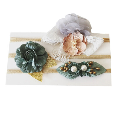

Baby Girl Hair Accessories 3pcs Baby Cute Girls Flower Design With Lace Headband Headwear Apparel Photography Prop Party Gift