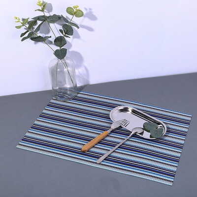 

Toponeto Striped Color Placemat Compatible Crossweave Insulation Washable Table Mat