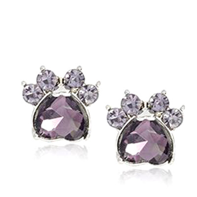 

Dog Pet Paw Animal Birthstone Earring Crystal Heart Earrings Print Charm Birthstone Gift For Lovers Earrings Jewelry