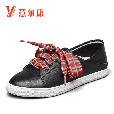 

Yierkang womens flat casual art bow network red shoes 9161ZD49365W black 37