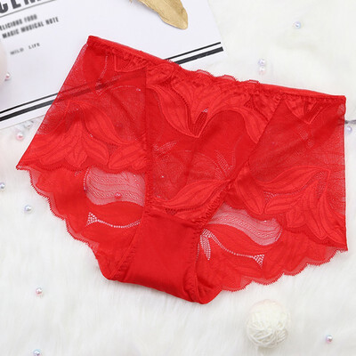 

Women Sexy Lace Underwear Floral Hollow Out Mid-Rise Perspective Underwear Seamless Brief