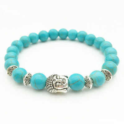 

Gemstone Beads Buddha Head Thick Lava Rock Handmade Bracelet Gift