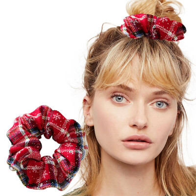

Gobestart Pure Cotton Fabric Hairring Christmas Snowflake Stripe Tie Ball Hair Rope