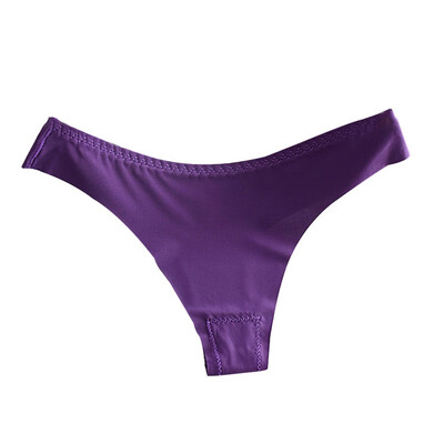 

Seamless Panties Sexy Women Lingerie Thong Female Cotton One-piece Ultra-thin Ice Silk Panties Solid Color Low Waist G-String
