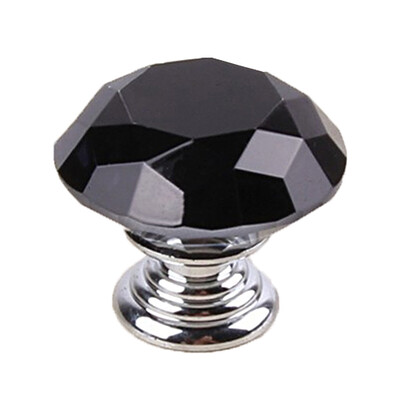 

30mm Black Polished Crystal Rhinestone Door Knob Kitchen Cupboard Wardrobe Drawer Pull Handle