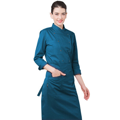 

Double Row Buttons Long Sleeve Chef Costume Restaurant Hotel Kitchen Overalls