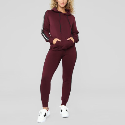 

Toponeto European And American Fleece Womens Fashion Casual Sports Suit Two-Piece