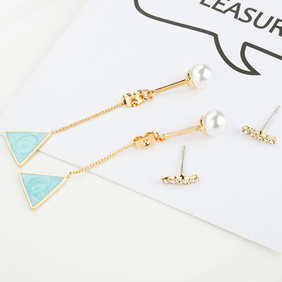 

Zircon Word Pearl Triangle Earrings Pearl Geometric Stud Earring New Fashion