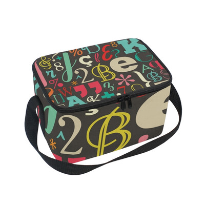 

ALAZA Lunch Box Insulated Lunch Bag Large Cooler Color Letters Seamless Pattern Tote Bag