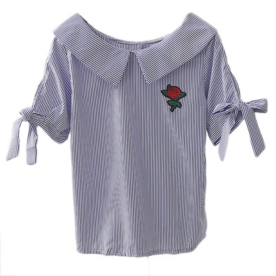 

ROPALIA Women Casual Shirt Bowknot Sleeve Female Collar Flower Blouse Colors