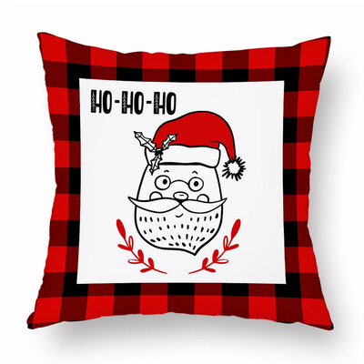 

Merry Christmas Elk Christmas Tree Snowflake Plaid Pillow Covers Holiday Sofa Throw Cushion Case Xmas Decor