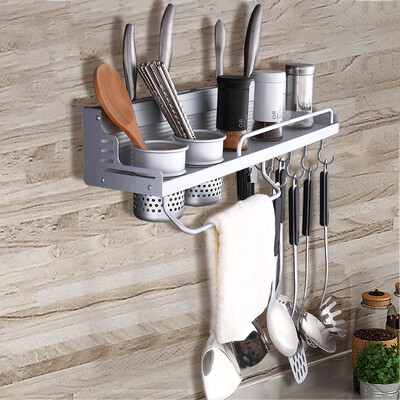 

Gobestart Kitchen Wall Pot Rack Aluminum Wall Hanging Shelf Cookware Organizer