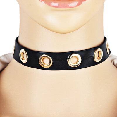 

Fashion Women Punk Gothic Round Leather Choker Collar Spike Necklace Jewelry