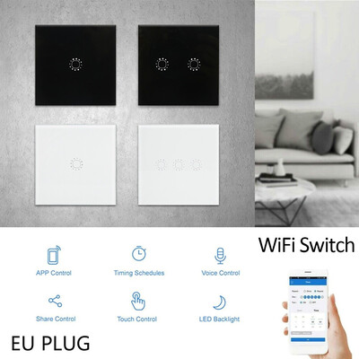

123 Gang EU Plug WiFi Smart Wall Touch Light Switch Wireless Remote Control