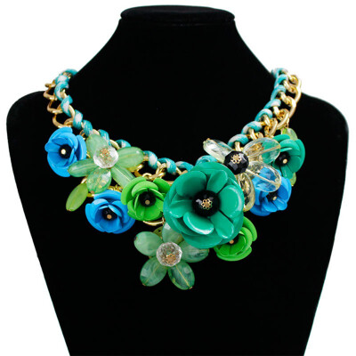 

Women Flower Necklace Gem Pendant Rope Woven Necklace For Women Gift Ladies