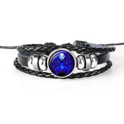 

Auto Products 12 constellations Time Gem Hand-woven Leather Bracelet Safe Chain Sagittarius