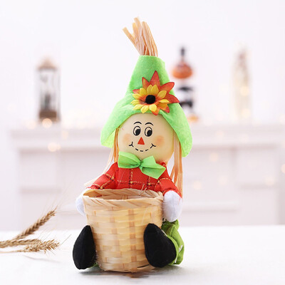 

Toponeto Doll Fruit Decoration Bowl Halloween Ghost Candy Basket Home Decor Hand-Woven