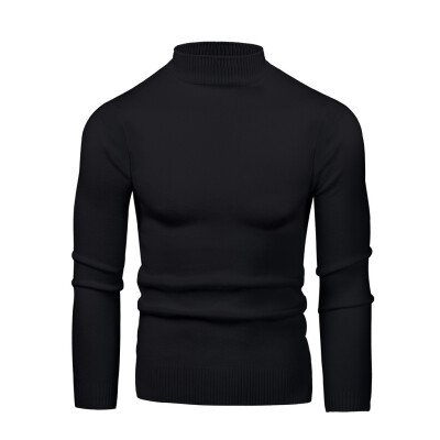 

Toponeto Mens Round Neck Low Collar Large Elastic Long Sleeve Bottoming Sweater Sweater