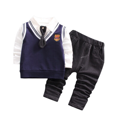 

Baby Boys Clothing Sets Autumn Long Sleeve White Shirts Gentleman Fashion VestPants Outfit Kids Boy Clothes