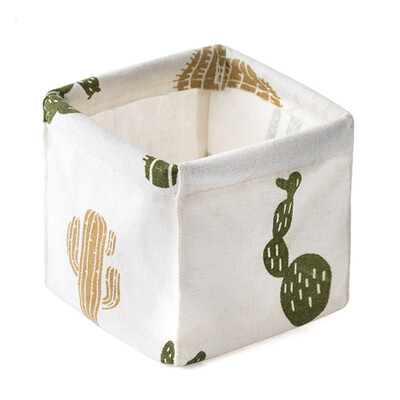 

Cotton Linen Foldable Desktop Storage Bag Diamond Stripe Storage Basket Portable Mini Sundries Container Home Storage Organizer