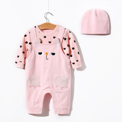 

Newborn 3pcs Casual Set Autumn Newborn Baby Boy Girl Casual Outfits Long Sleeve Cotton O-neck TopsCartoon Print Pants Hat Set