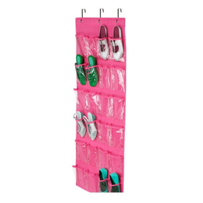 

3 Clasp 24 Grid Household Shoes PVC Storage Bag Non-woven Fabric Transparent Waterproof Hanging Bag