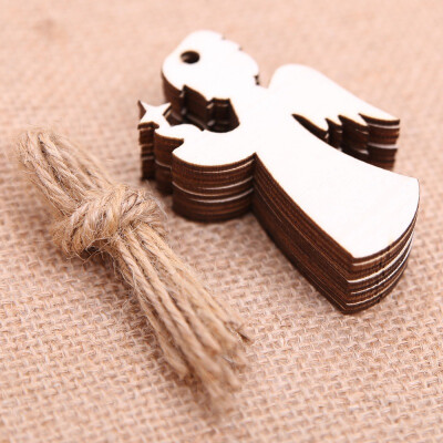 

10PcsSet Hanging Wooden Chips Mini Wooden Arts Pendant for Home Christmas Tree Bar Shop Decor