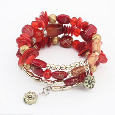 

Retro Handmade Multi-layer Crystal Beads Bracelet for Girls Woman Gift Fashion