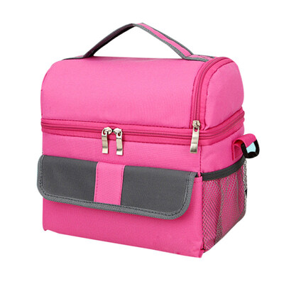 

2Layer Cooling Thermal Insulated Picnic Box Lunch Storage Shoulder Bag Container