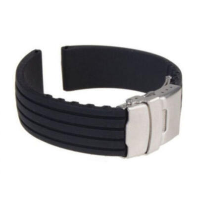 

18-24mm Waterproof Silicone Rubber Chic Wrist Watch Strap Band Deployment Buckle