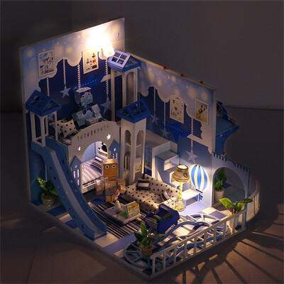 

Gotoamei DIY Christmas House Assemble Miniature Dollhouse LED Furniture Kit Xmas Gift
