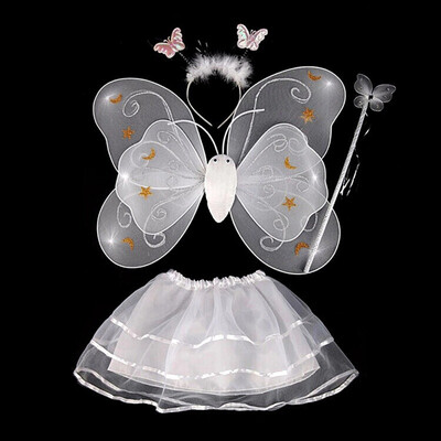 

Butterfly Wing Wand Headband Tutu Skirt Cosplay Costume For Fairy Girl Kid 6475