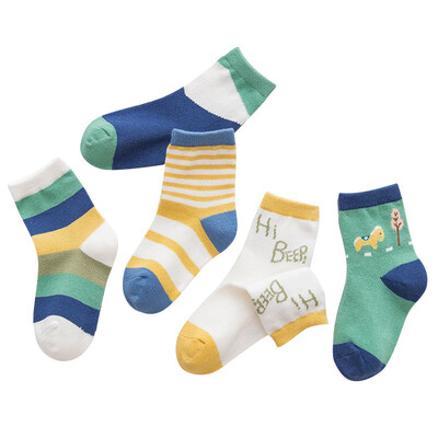 

5 PairSet Autumn Baby Socks Cotton Girl Boy Kids Warm Socks Cute Striped Print Soft Socks Cotton Leg Warmers