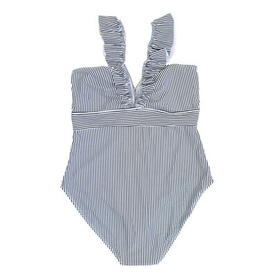 

Sexy Female Retro V Neck Striped Swimsuit One Piece Ruffled Push Up Padded High Waist Swimwear 2019 Women Bikini Set Holiday